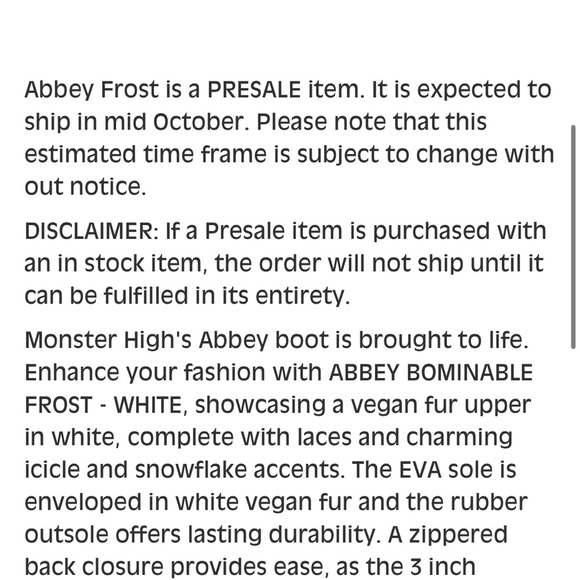 YRU Monster High Abbey Bominable Frost Boots size 8 - Picture 6 of 6